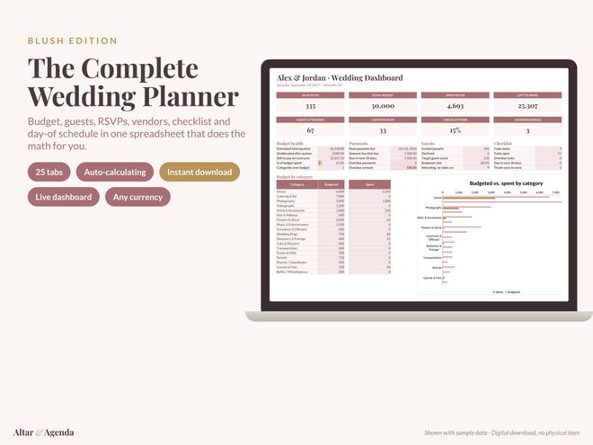 Blush Wedding Planner on a laptop and tablet
